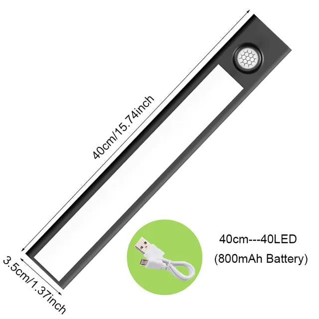 Sensor Light Cabinet Lighting Kit  Essential Elegance By MustardSeed.com Warm White 3000K Black 40CM 