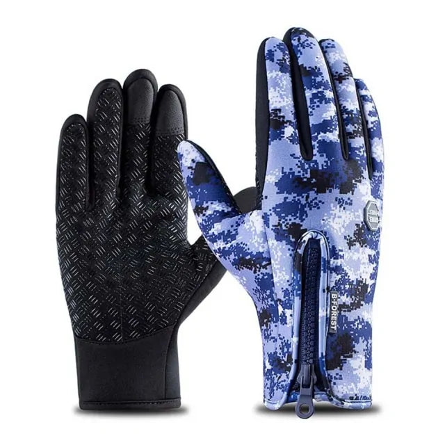 Waterproof Outdoors Cycling Gloves  Essential Elegance By MustardSeed.com Camo Blue Medium 