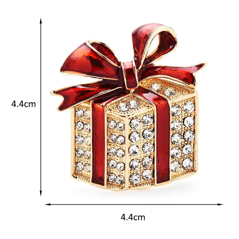 Rhinestone Enamel Gift Box Brooches  Essential Elegance By MustardSeed.com   