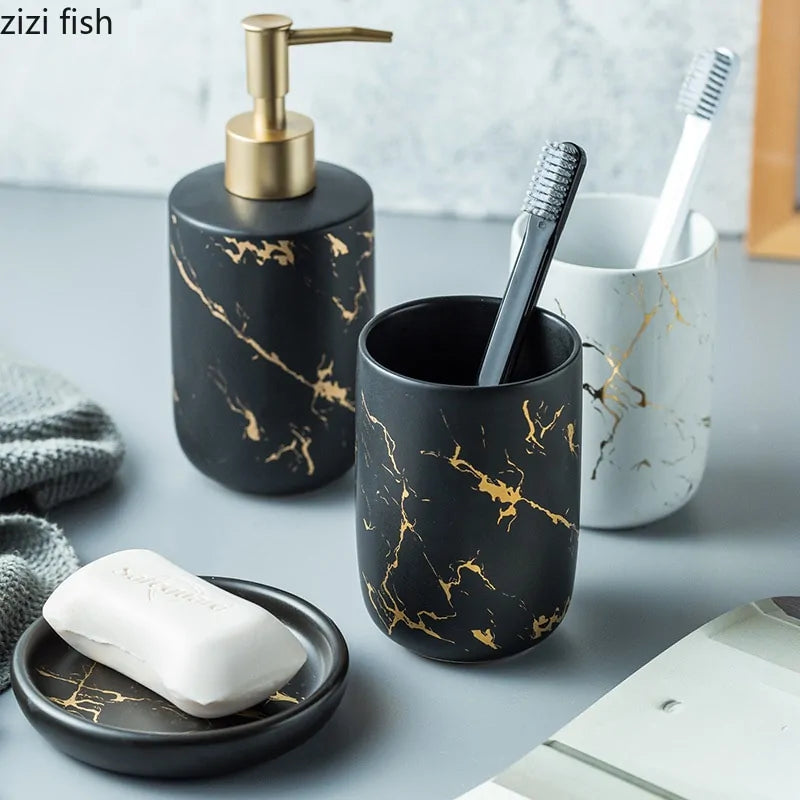 Nordic Matte Bathroom Accessories Set  Essential Elegance By MustardSeed.com   