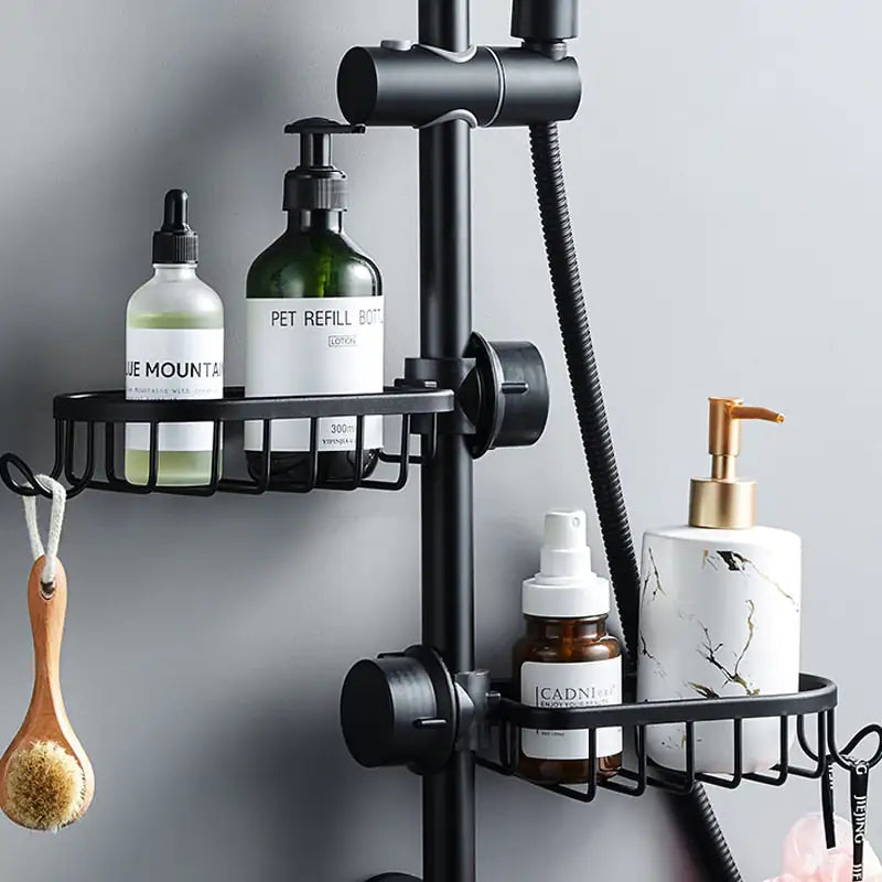 Bathroom Shelve Rack Storage Organizer  Essential Elegance By MustardSeed.com Black 2 Pieces 