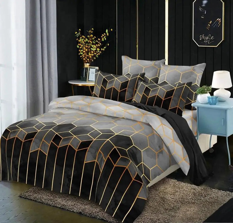 Geometry Comforter Bedding Set  Mustard Seed1 style6 US King 260x230cm 