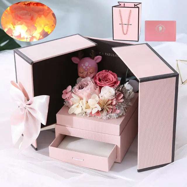 Eternal Rose Flower Gift Box  Essential Elegance By MustardSeed.com Fawn C3  