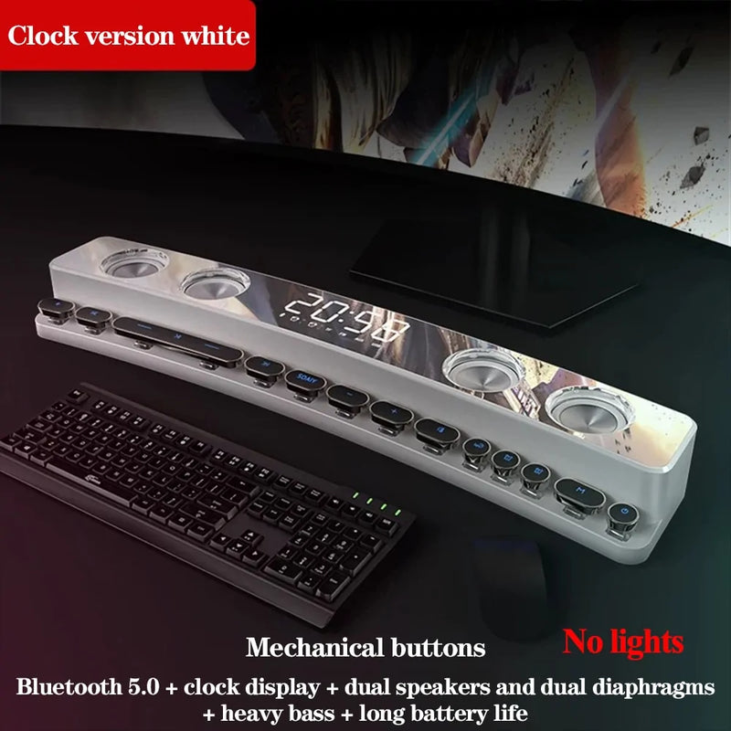 Computer Bluetooth Soundbar  Essential Elegance By MustardSeed.com Clock White no light  