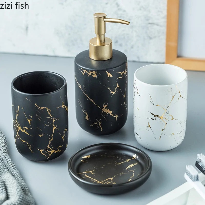 Nordic Matte Bathroom Accessories Set  Essential Elegance By MustardSeed.com   