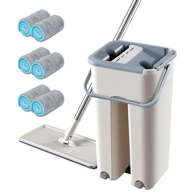 Microfiber Automatic Cleaning Mop  Essential Elegance By MustardSeed.com 6Pcs Mop Cloth 25 x 15 x 10 cm 