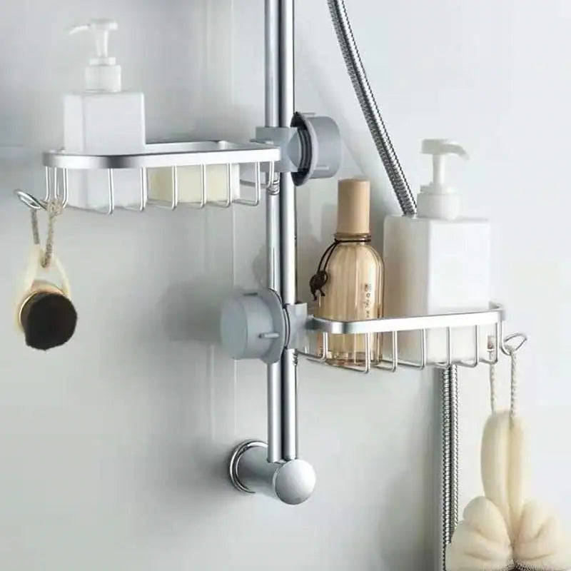 Bathroom Shelve Rack Storage Organizer  Essential Elegance By MustardSeed.com Silver 2 Pieces 