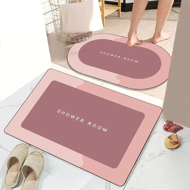 Quick Drying Bathroom Mat  Essential Elegance By MustardSeed.com Pink-oval  