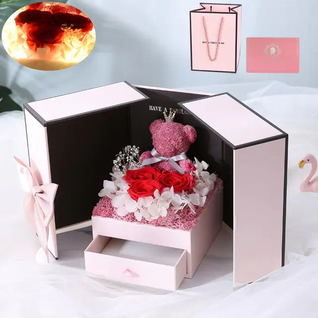 Eternal Rose Flower Gift Box  Essential Elegance By MustardSeed.com Little Bear B1  