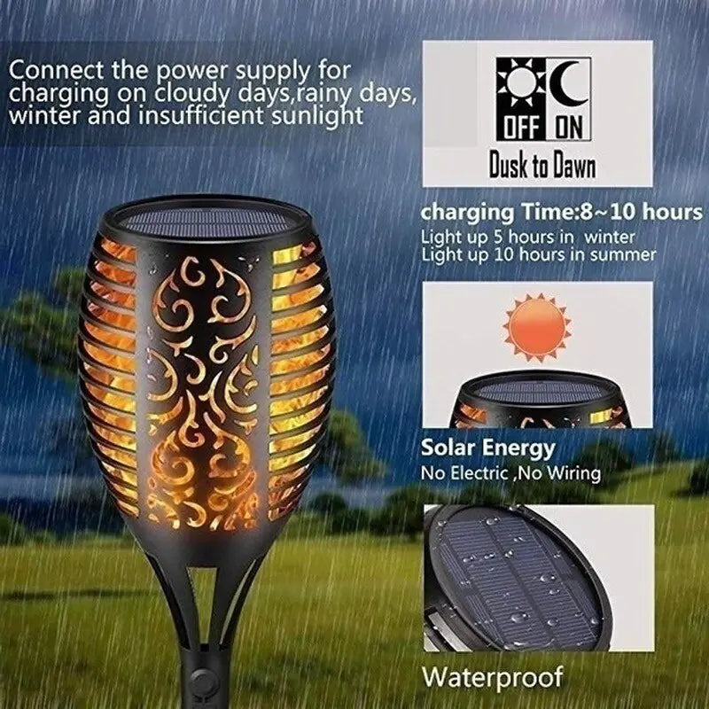 Solar Flame Torch Lights  Essential Elegance By MustardSeed.com   