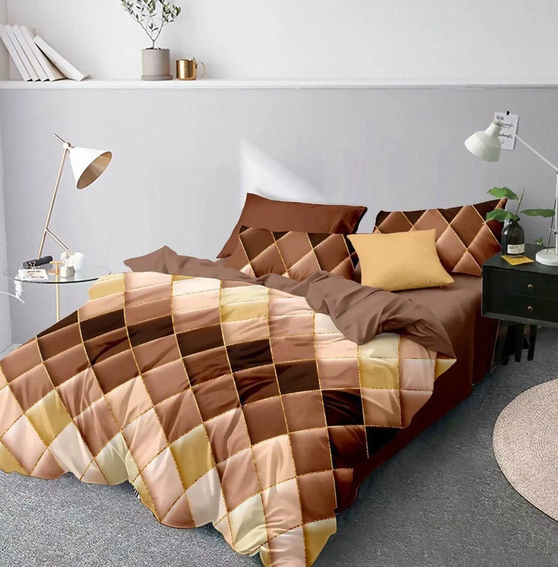 Geometry Comforter Bedding Set  Mustard Seed1 style2 UK Double 200x200cm 