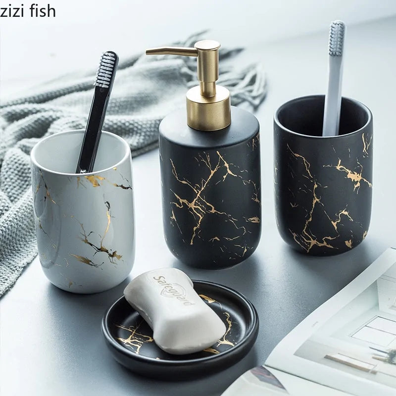 Nordic Matte Bathroom Accessories Set  Essential Elegance By MustardSeed.com   