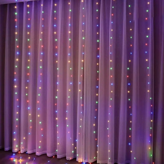 Christmas Curtain Lights  Essential Elegance By MustardSeed.com Multicolor 3MX3M 300LED 