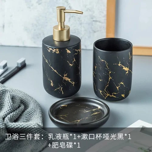 Nordic Matte Bathroom Accessories Set  Essential Elegance By MustardSeed.com 3 Pieces Black  