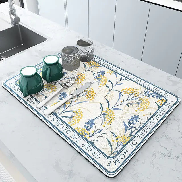 Kitchen Absorbent Mat  Essential Elegance By MustardSeed.com Blue 30 x 40 CM 