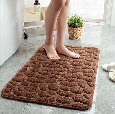 Non-Slip Embossed Bathroom Mat  Essential Elegance By MustardSeed.com Coffee 50x80Centimeter 