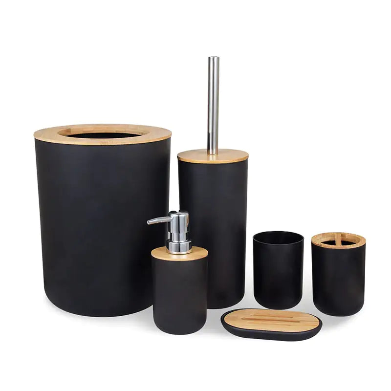 Minimalistic Bathroom Accessories Set  Essential Elegance By MustardSeed.com Black  