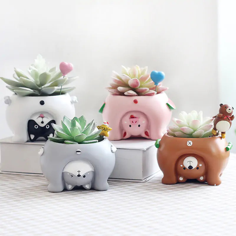 Cartoon Animal Flower Pot  Essential Elegance By MustardSeed.com   