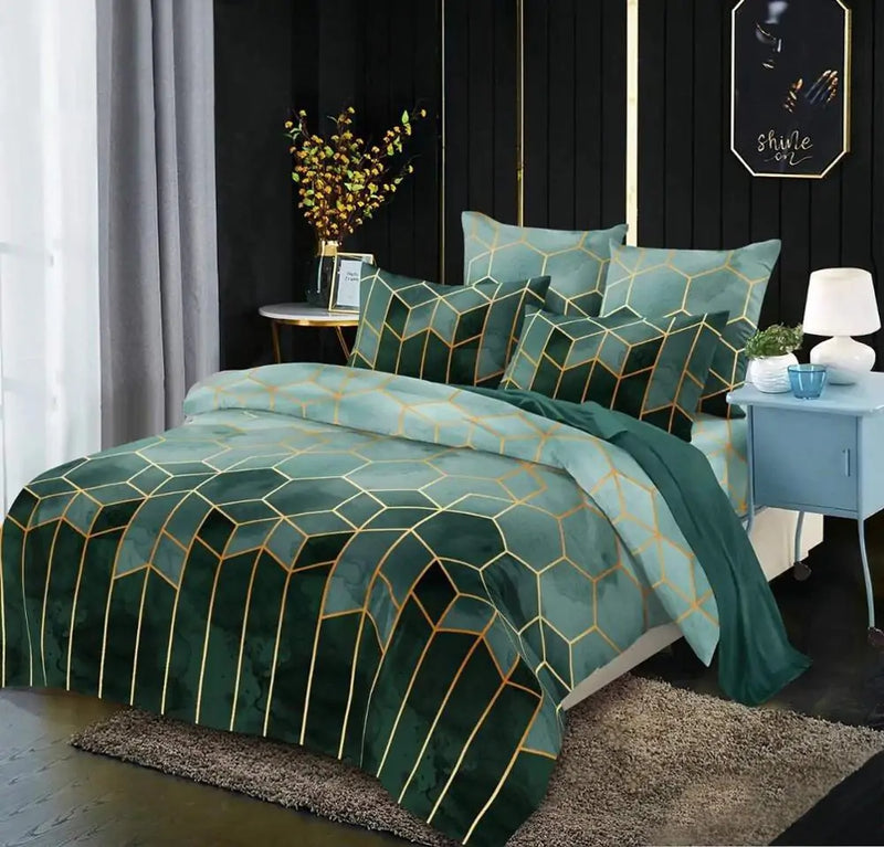 Geometry Comforter Bedding Set  Mustard Seed1 style7 UK King 220x240cm 