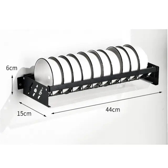 Kitchen Wall Mounted Dish Drying Rack  Mustard Seed1 Bowl Rack Black A  