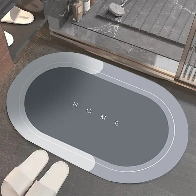 Premium Absorbent Bathroom Mat  Essential Elegance By MustardSeed.com Oval Grey W40 x L60cm 