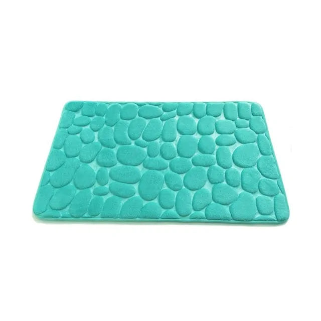 Non-Slip Embossed Bathroom Mat  Essential Elegance By MustardSeed.com Lake Blue 50x80Centimeter 