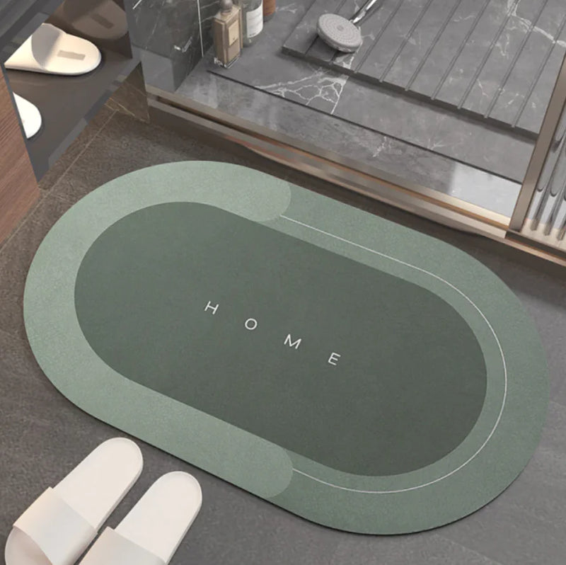 Revolutionary Absorbent Bathroom Mat  Essential Elegance By MustardSeed.com Oval - Green 40 CM (16 In) x 60 CM (24 In) 