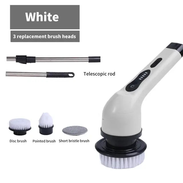 Spin Scrub Cleaning Brush  Essential Elegance By MustardSeed.com White 3 Heads 