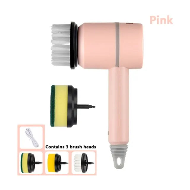 Electric Cleaning Brush  Essential Elegance By MustardSeed.com Pink USB 