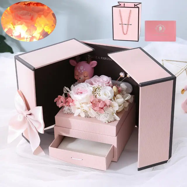 Eternal Rose Flower Gift Box  Essential Elegance By MustardSeed.com Fawn C4  