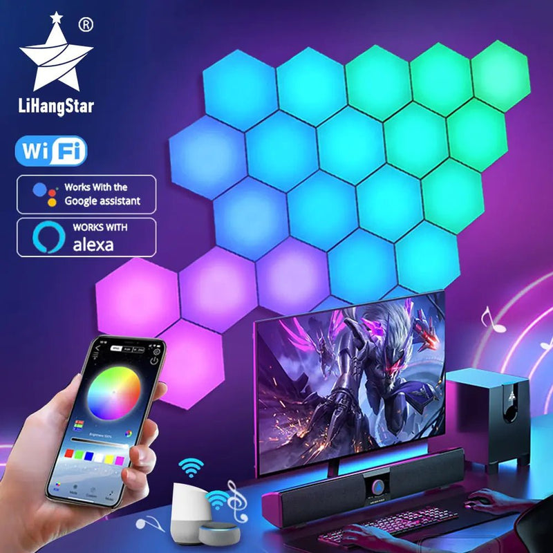 Bluetooth LED Hexagon Light  Essential Elegance By MustardSeed.com   