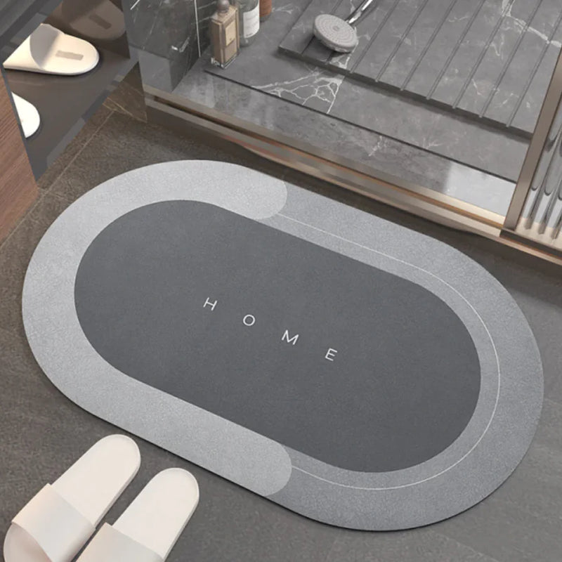 Revolutionary Absorbent Bathroom Mat  Essential Elegance By MustardSeed.com Oval - Gray 40 CM (16 In) x 60 CM (24 In) 