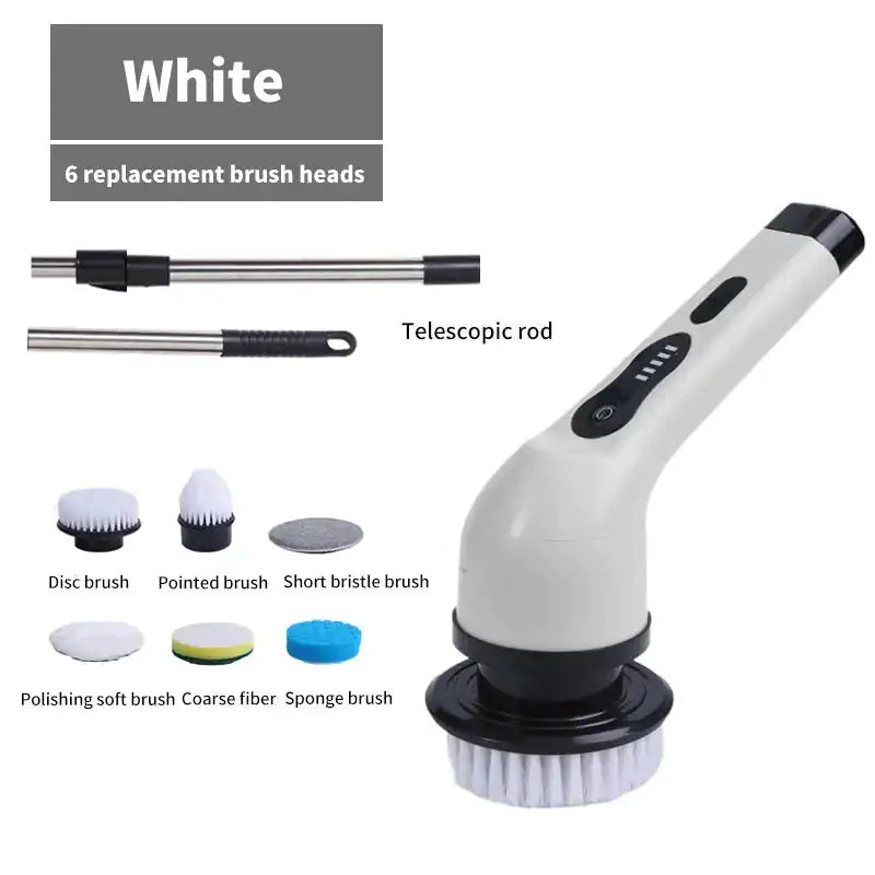 Wireless Cleaning Brush  Essential Elegance By MustardSeed.com White 6-In-1 