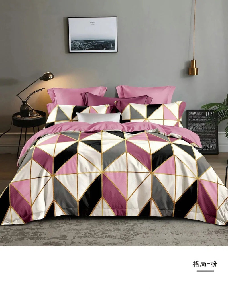 Geometry Comforter Bedding Set  Mustard Seed1 style24 UK Double 200x200cm 