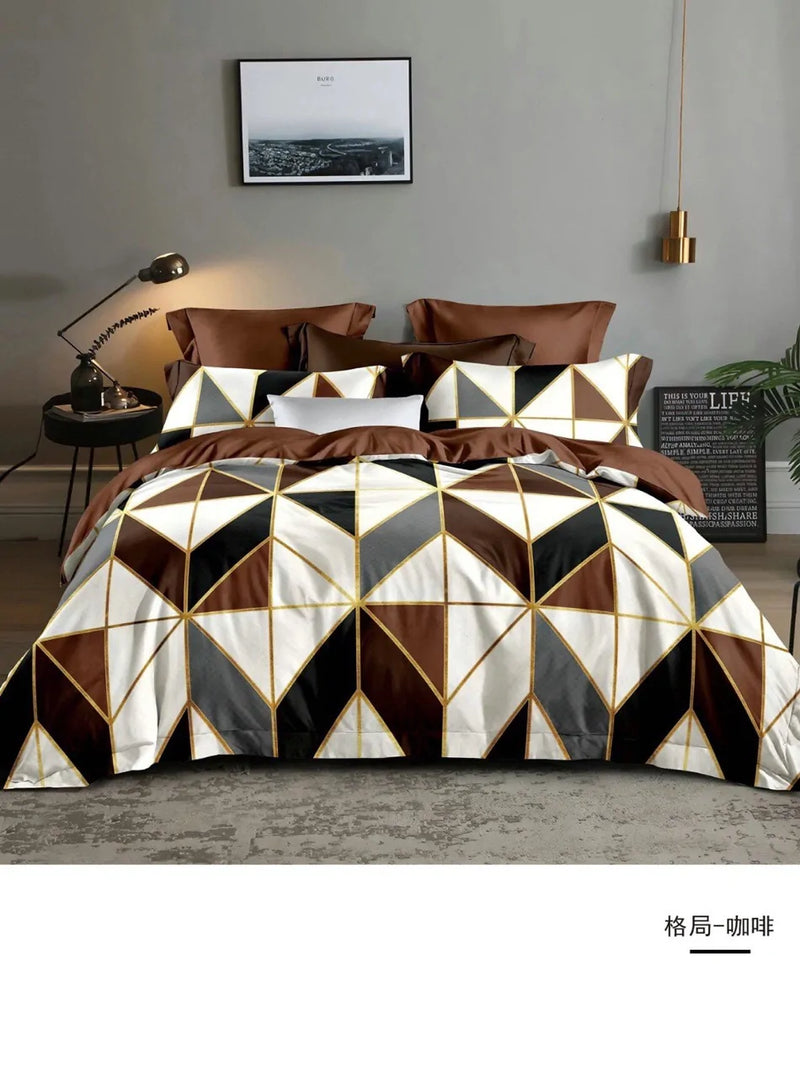 Geometry Comforter Bedding Set  Mustard Seed1 style1 US King 260x230cm 