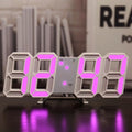 3D LED Digital Wall Clock  Essential Elegance By MustardSeed.com White-Pink 225 mm * 85 mm * 17 mm 