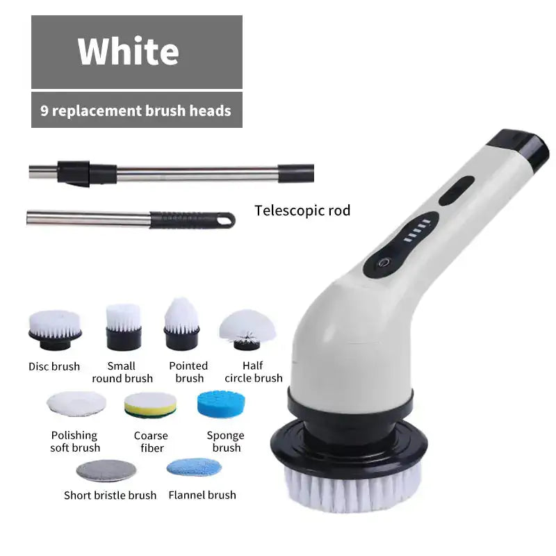 Wireless Cleaning Brush  Essential Elegance By MustardSeed.com White 9-In-1 