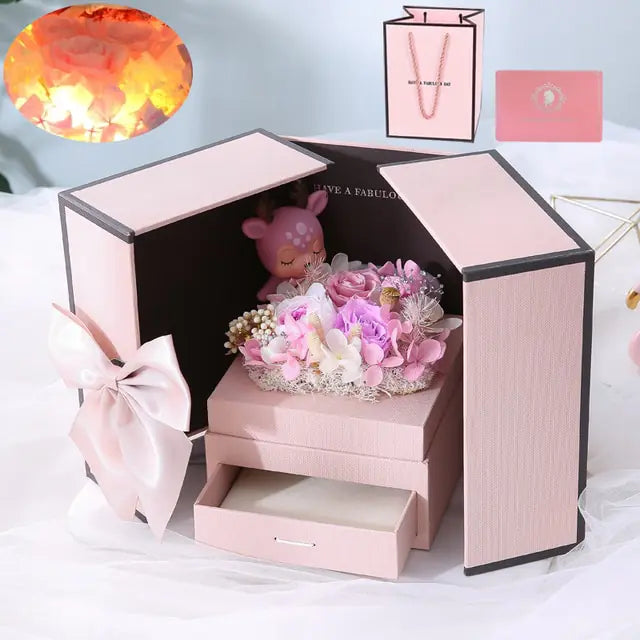 Eternal Rose Flower Gift Box  Essential Elegance By MustardSeed.com Fawn C2  