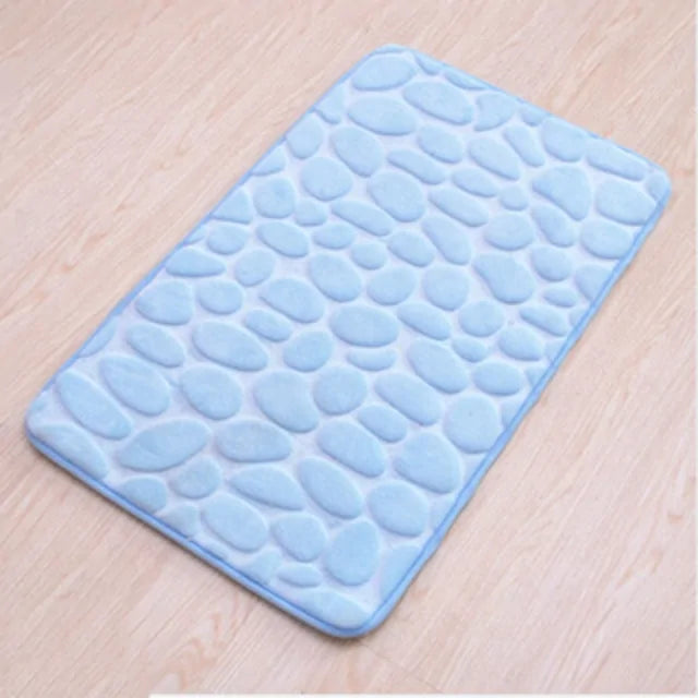 Non-Slip Embossed Bathroom Mat  Essential Elegance By MustardSeed.com Sky Blue 50x80Centimeter 