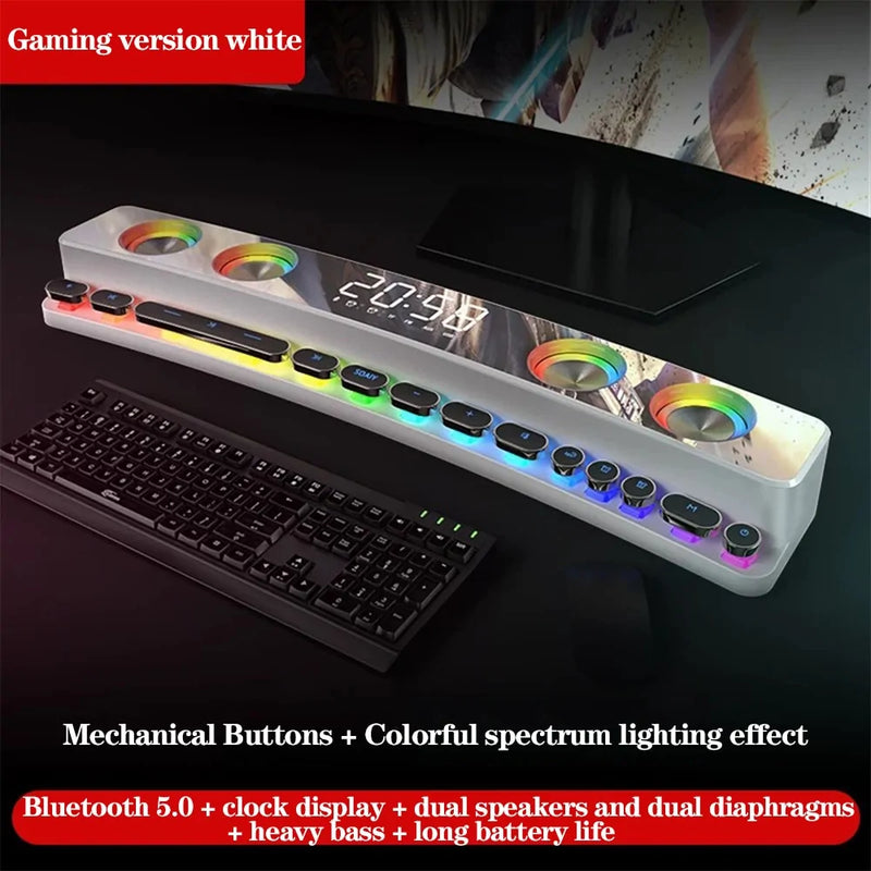 Computer Bluetooth Soundbar  Essential Elegance By MustardSeed.com Gaming version White  