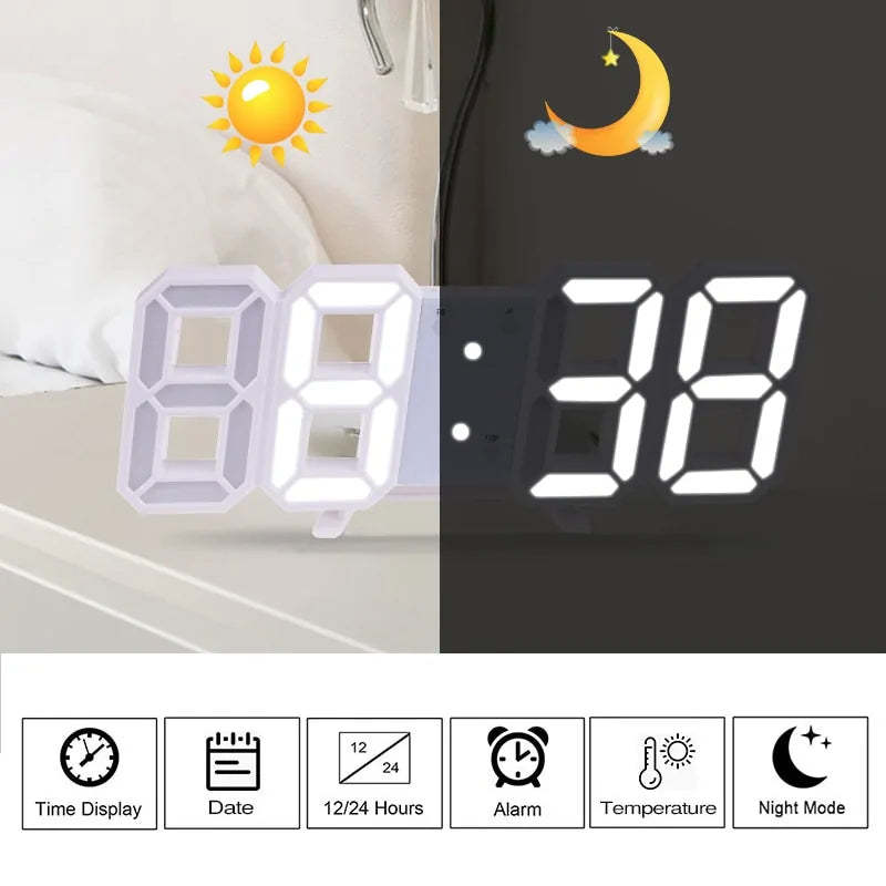 3D LED Digital Wall Clock  Essential Elegance By MustardSeed.com   