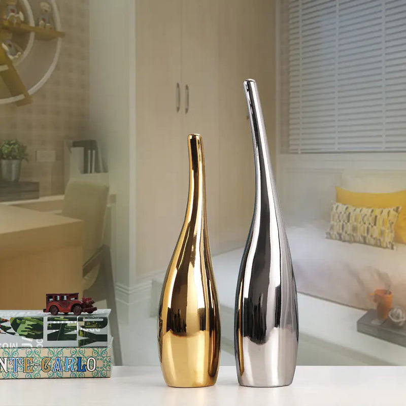 Nordic Gold Plating Ceramic Vases  Essential Elegance By MustardSeed.com   