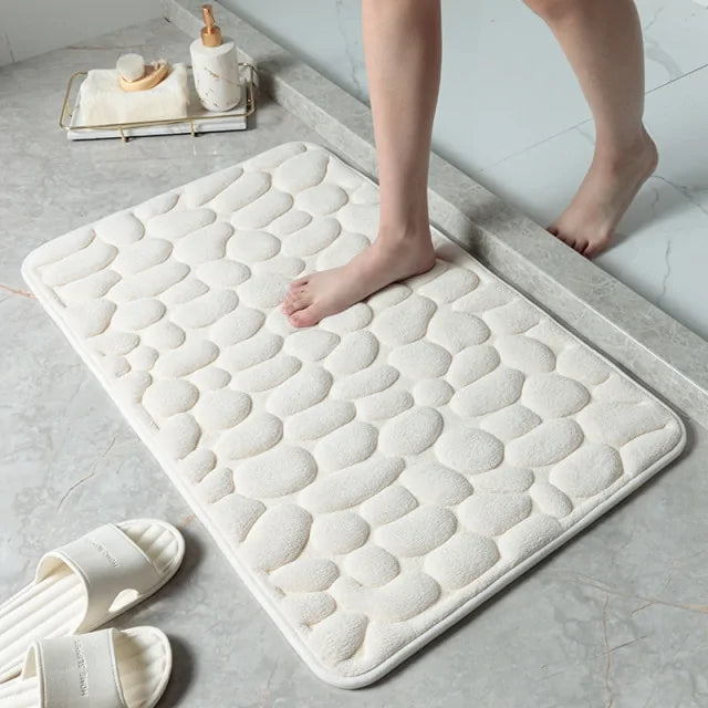 Non-Slip Embossed Bathroom Mat  Essential Elegance By MustardSeed.com White 50x80Centimeter 