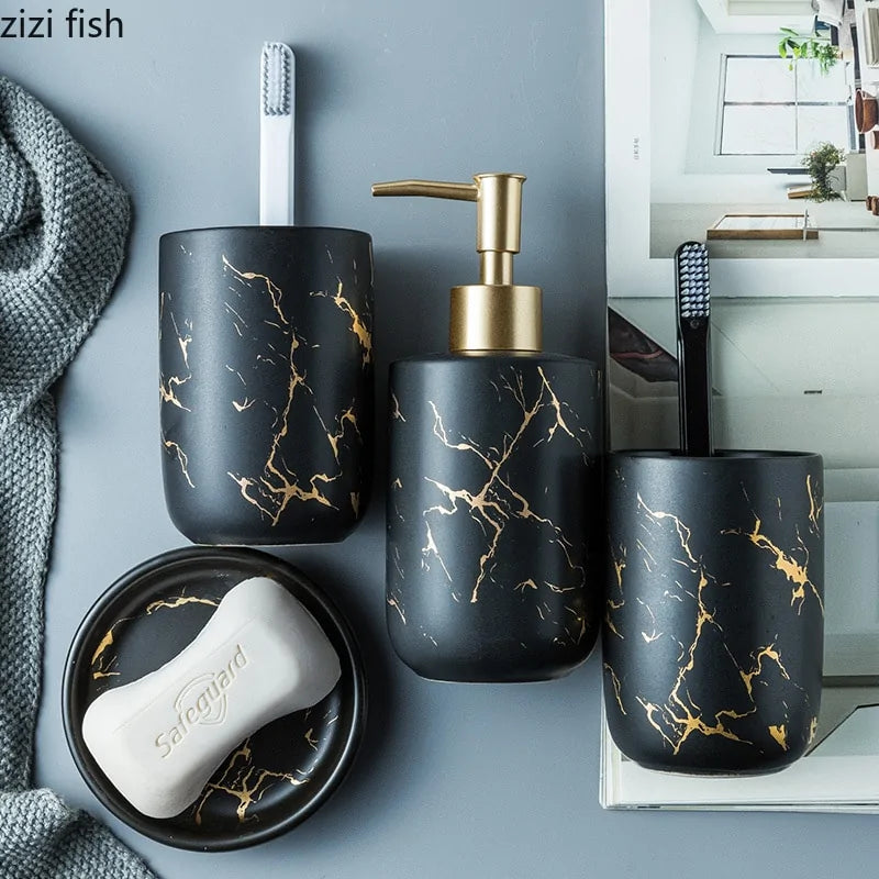 Nordic Matte Bathroom Accessories Set  Essential Elegance By MustardSeed.com   