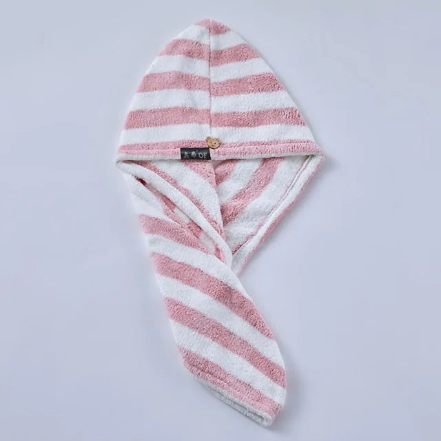 Women Towel Bathroom Microfiber  Essential Elegance By MustardSeed.com Pink Stripe 25x65cm 