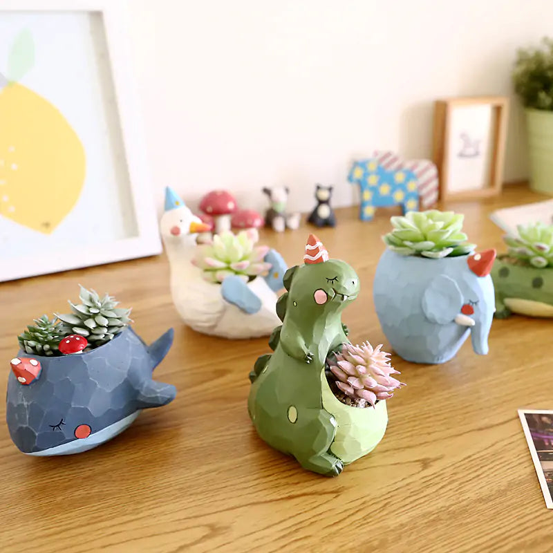 Cute Animal Flower Pot  Essential Elegance By MustardSeed.com   